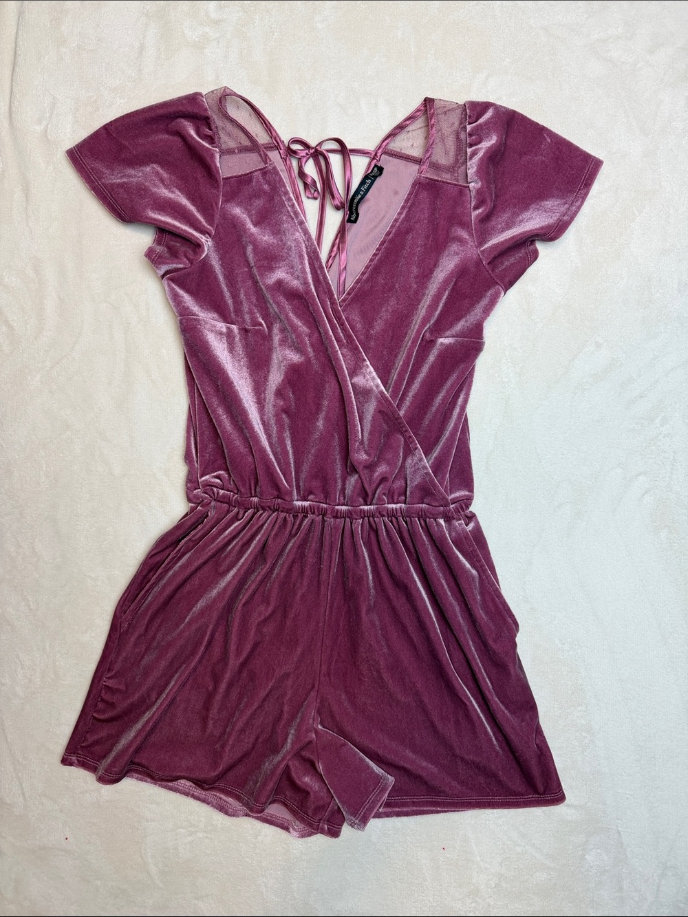Abercrombie and Fitch Purple Velvet Romper With Lace Detail